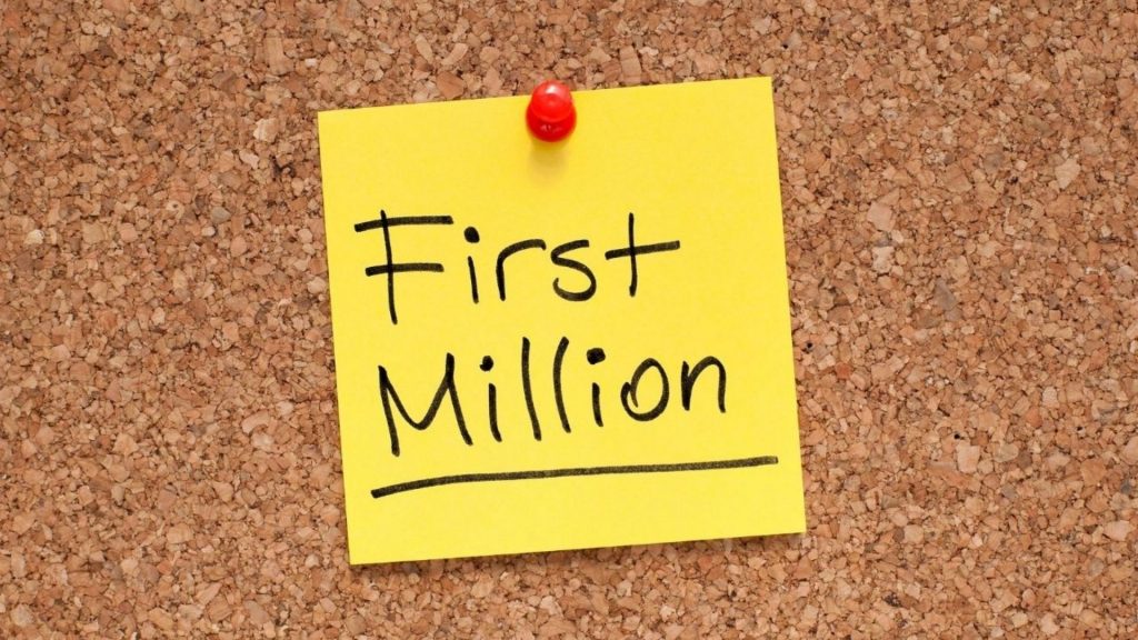 Yellow note with first million