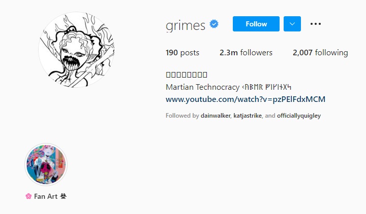 grimes instagram profile