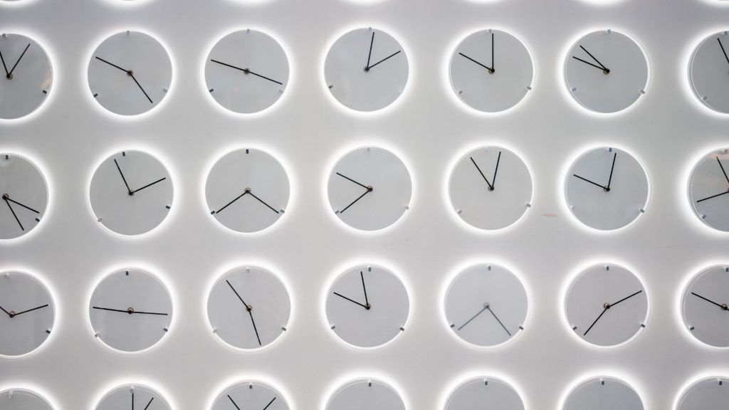 white clocks on a wall